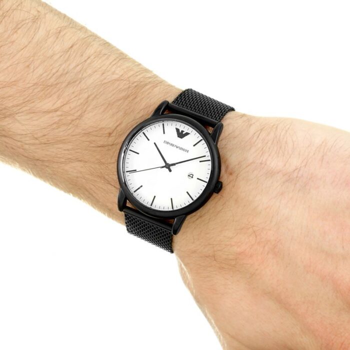 Emporio Armani Luigi White Dial Black Mesh Bracelet Watch For Men - AR11046 - Image 5